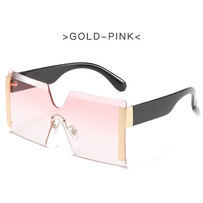 2022 New Big Frame Oversize Sunglasses Women Brand Designer Rimless Square Shades Vintage Fashion Gradient Clear Sun Glasses - Executive-Skincare