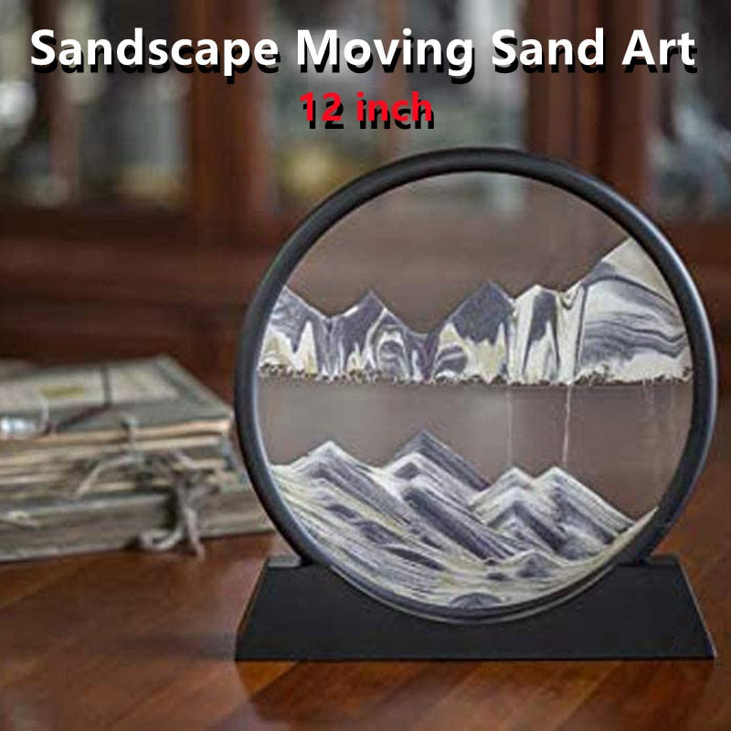 12inch Sandscape Moving Sand Art Picture Moving Hourglass Sand Hour Flowing Sand Painting With Liquid Ornaments Home Decor - Executive-Skincare