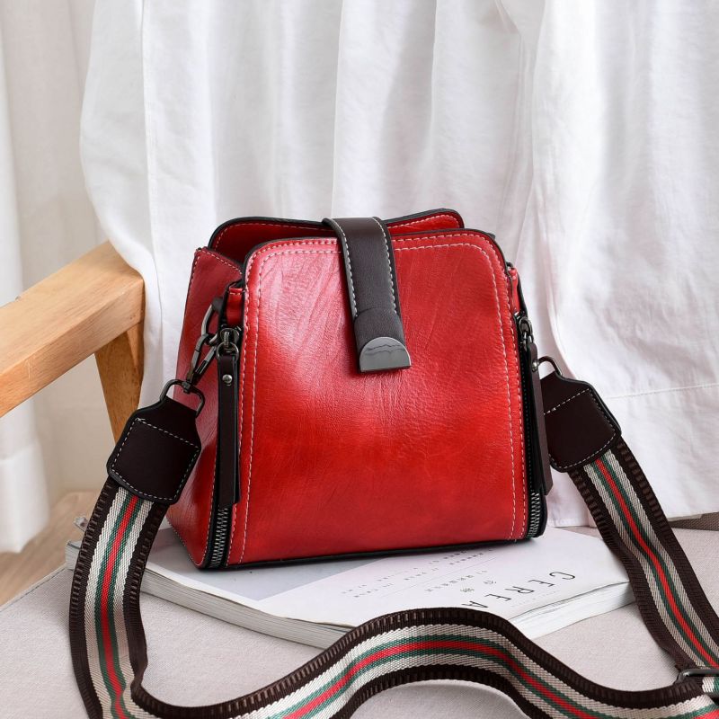 Women Designer Shoulder Bags Messenger Bags Retro Stitching Ladies PU Leather Crossbody Bags Handbag - Executive-Skincare