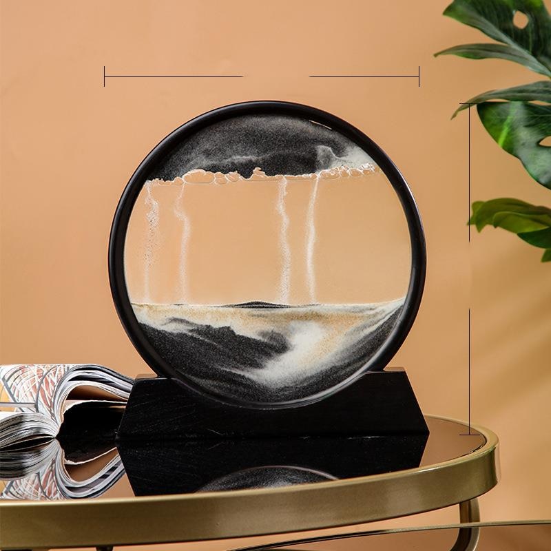 12inch Sandscape Moving Sand Art Picture Moving Hourglass Sand Hour Flowing Sand Painting With Liquid Ornaments Home Decor - Executive-Skincare