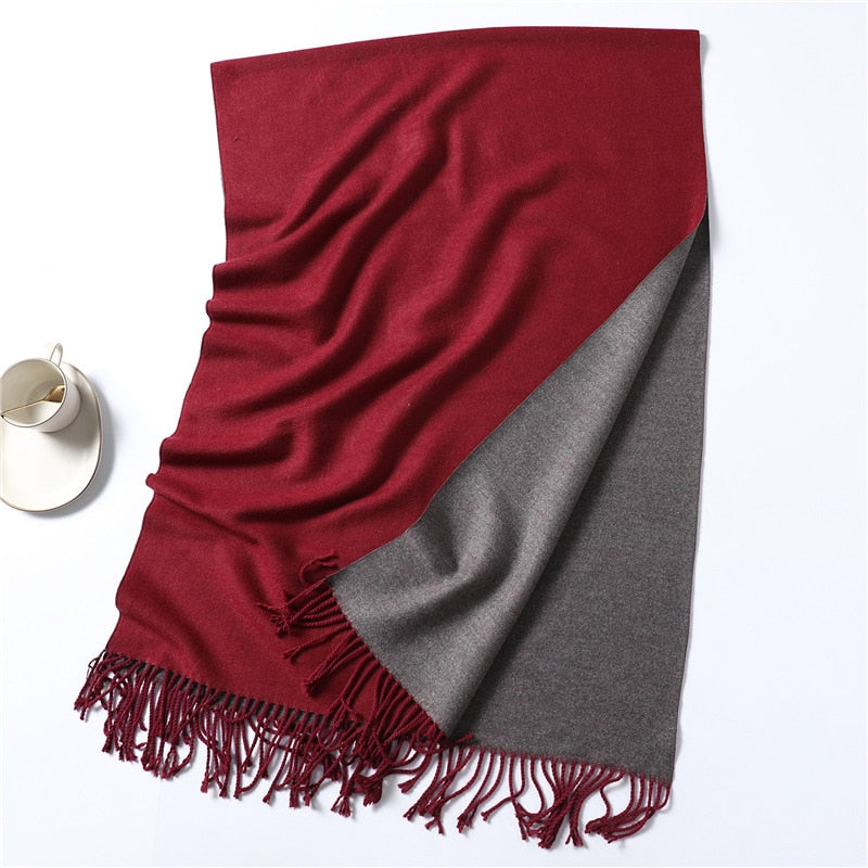 Winter Cashmere Scarf Women Thick Warm Shawls Wraps Lady Solid Scarves Fashion Tassels Pashmina Blanket Quality Foulard 2022 New - Executive-Skincare