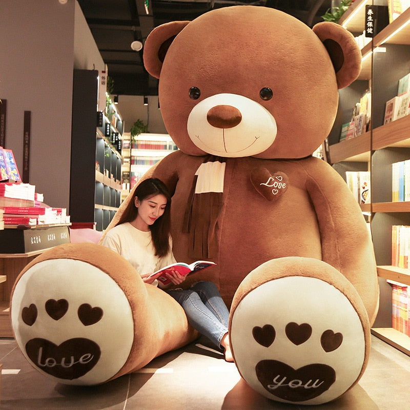 80-200cm Giant Teddy Skin Plush Toy Soft Big Animal Love Scarf Bear Empty Baby Cushion Pillow Kids Doll Children Girl Gifts - Executive-Skincare