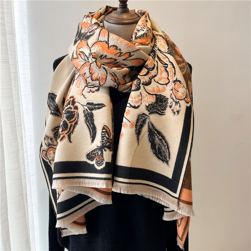 Fashion Winter Warm Cashmere Shawl Scarf for Women Design Neckerchief Pashmina Head Scarves Wrap Femal Poncho Echarpe Bandana - Executive-Skincare