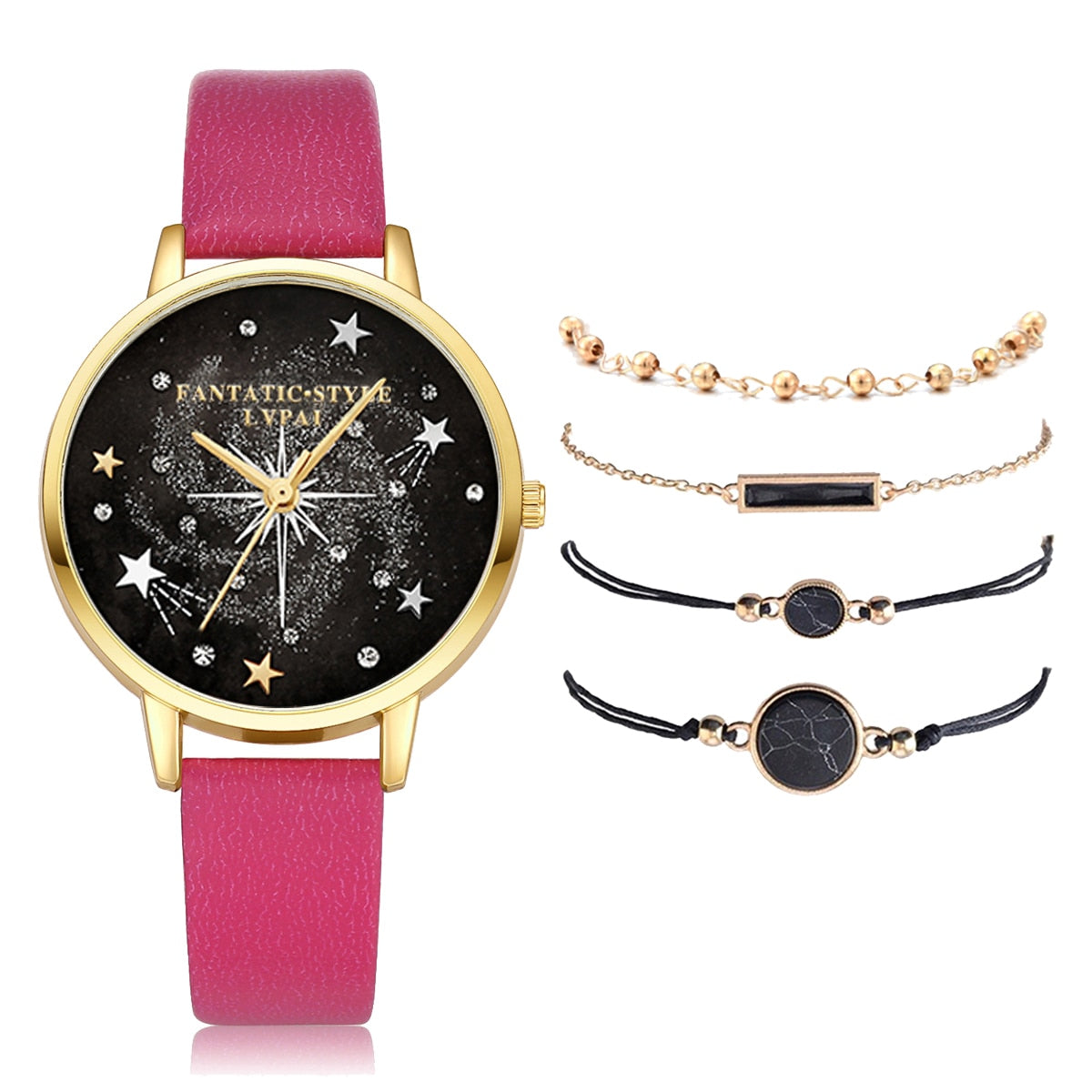 Lvpai Brand 5PCS Fashion New Bracelet Watch Set Crystal Rhinestone Women Ladies Wristwatch Watches Ladies Relogio Feminino Reloj - Executive-Skincare