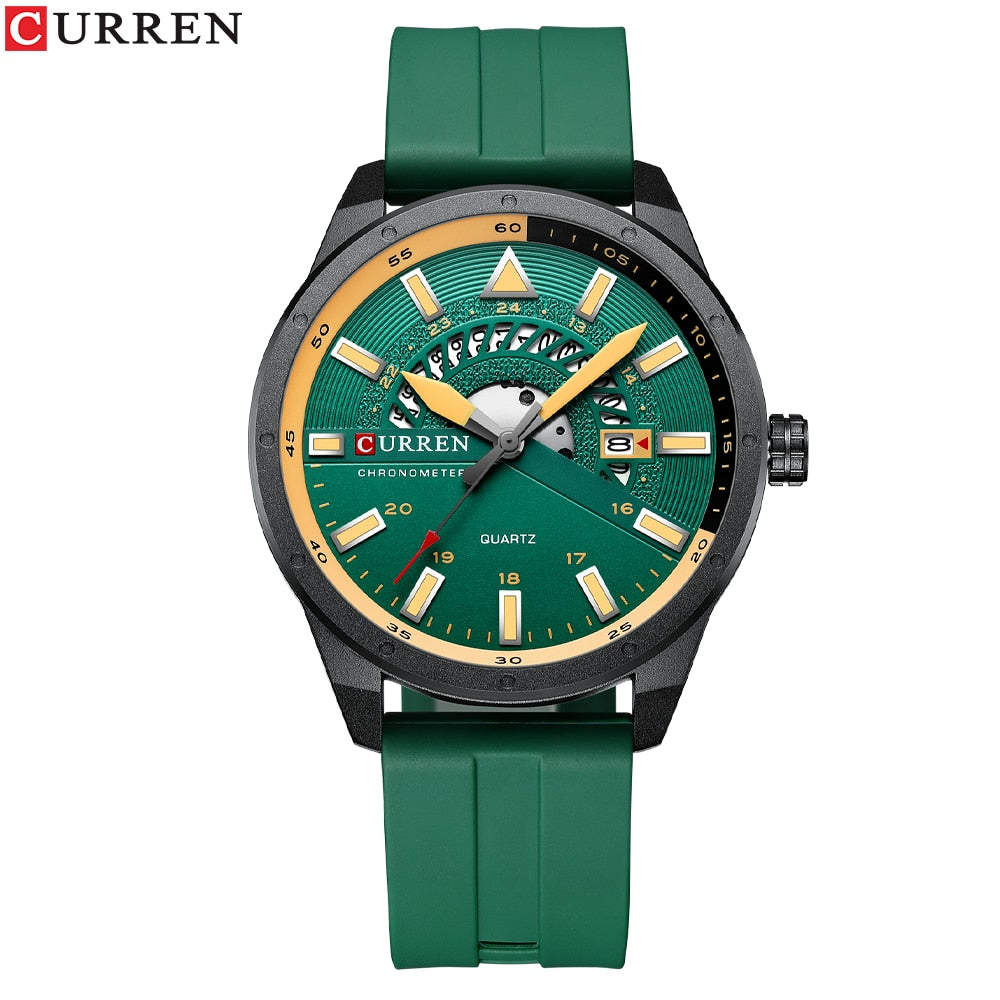 CURREN Fashion Men Watch Top Brand Luxury Waterproof Sport Mens Watches Silicone Automatic Date Military Wristwatch - Executive-Skincare