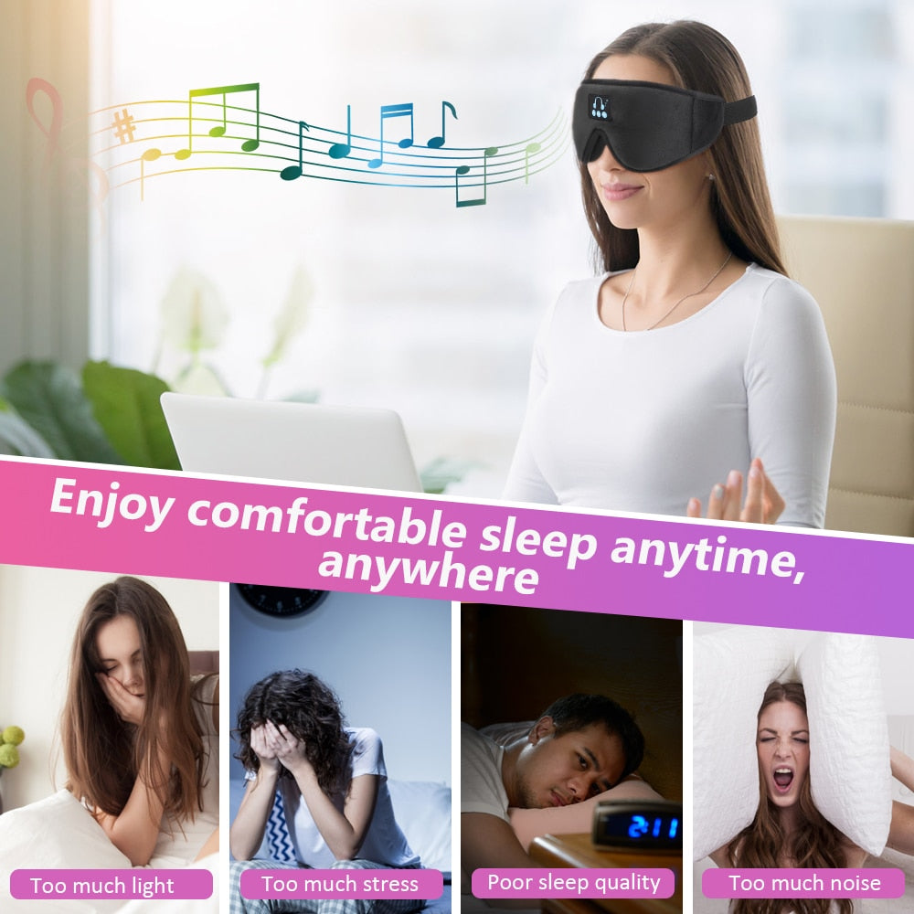 New 3D wireless music headphone sleep breathable smart eye mask Bluetooth headset call with mic for ios Android mac Dropshipping - Executive-Skincare