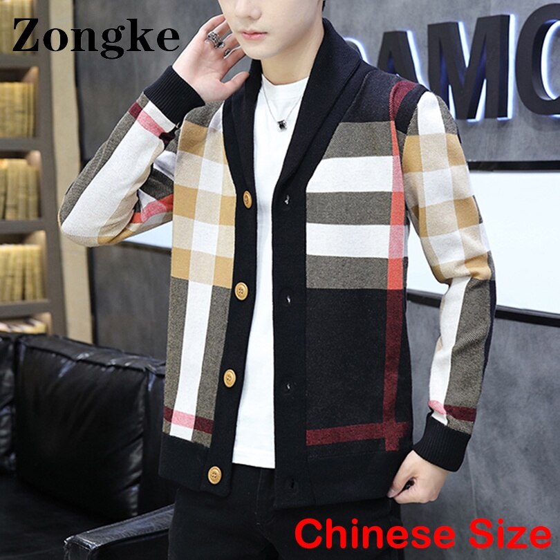 Zongke Black Cardigan Luxury Jumper Mens Sweater Clothing Cardigan Men Winter Jacket Size 2XL 2022 Autumn Winter New Arrivals - Executive-Skincare