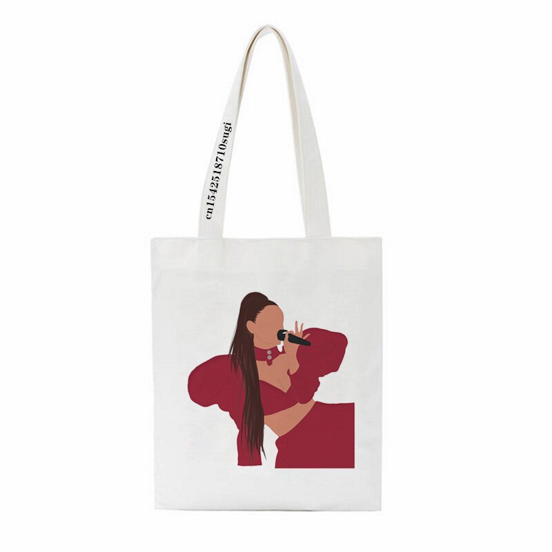 Ariana Grande Print Canvas Bag Women&#39;s Shoulder Bag Fashion Large Capacity Shopping Shopper Ladies Hand Bags Tote Bags - Executive-Skincare