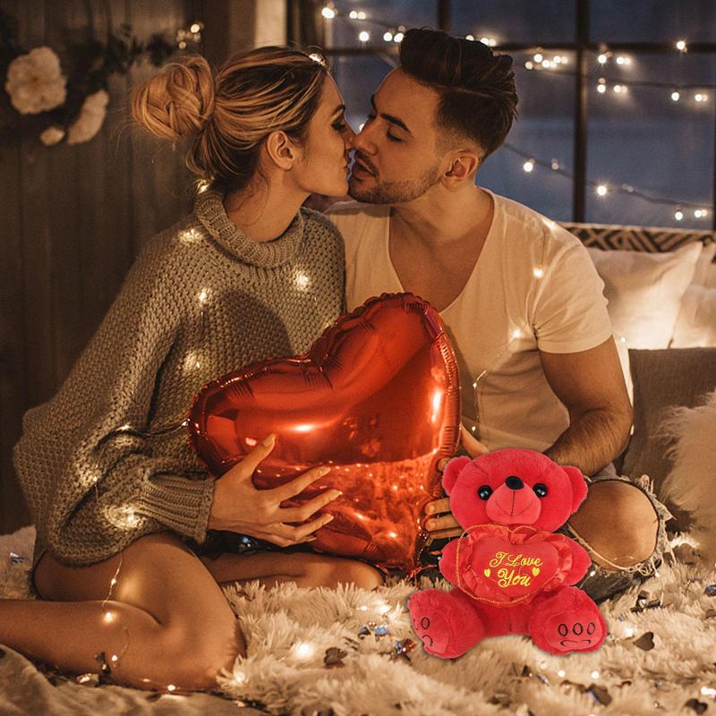 Red Plush Teddy Bear Dolls with Love You Heart 9.84&quot; Valentine&#39;s Day Gifts Couple Hugging Stuffed Teddy Bear for Her and Kids - Executive-Skincare