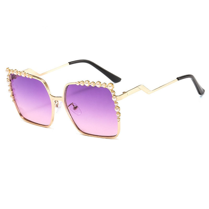 Oversized Square Sun Glasses Ladies 2022 New Luxury Pearl Sunglasses Women Brand Designer  Fashion Shades big Square - Executive-Skincare