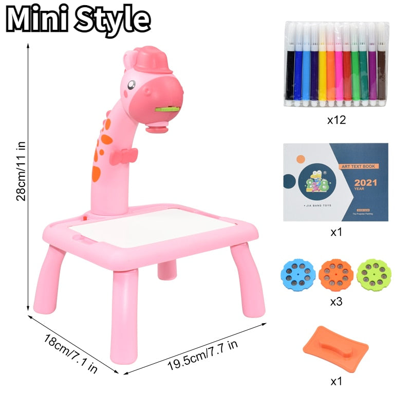 Children Led Projector Art Drawing Table Toys Kids Painting Board Desk Arts Crafts Educational Learning Paint Tools Toy for Girl - Executive-Skincare