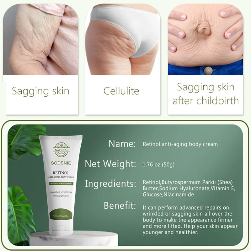 Retinol Anti-Aging Body Cream Body Care Anti-Wrinkle Anti-Cellulite Anti-Sagging Moisturizing Repairing Firming Vitamin E 50g - Executive-Skincare