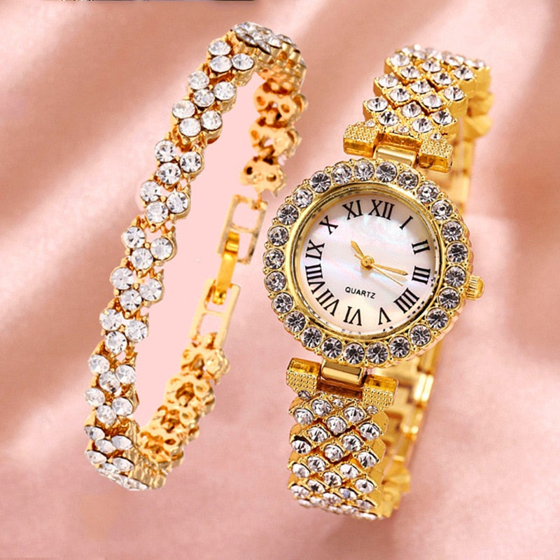 H11 Fashion Roman Pattern Diamond Ladies Watch for women Quartz Women&#39;s Watch Girls Lady Clock Bracelet Chains Free Shipping - Executive-Skincare