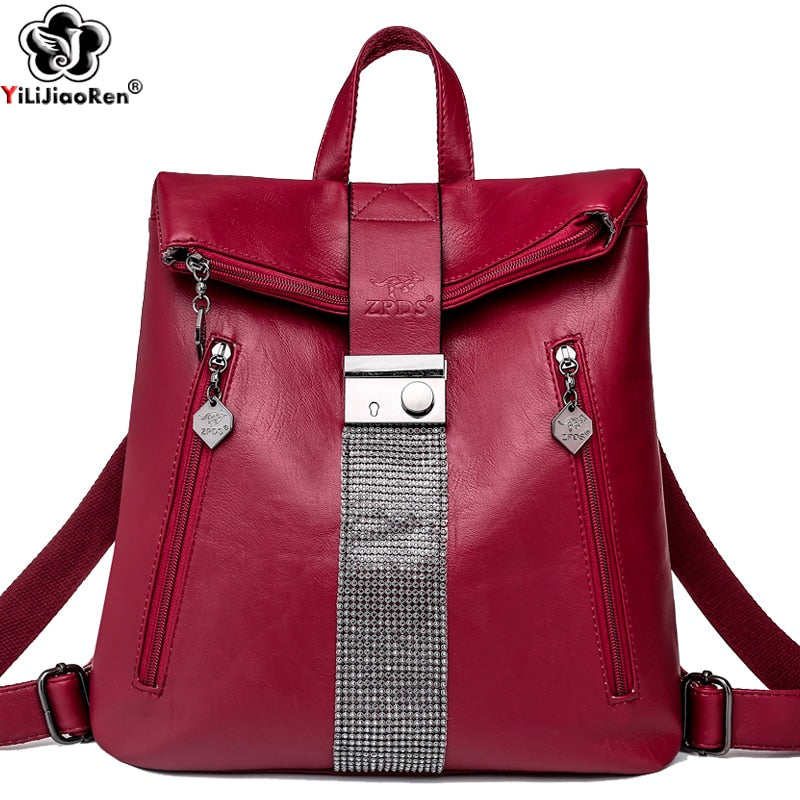 Multifunction Anti Theft Backpack Women Fashion Shoulder Bag Soft Leather Backpacks Female Daypack Ladies Large Capacity Bagpack - Executive-Skincare