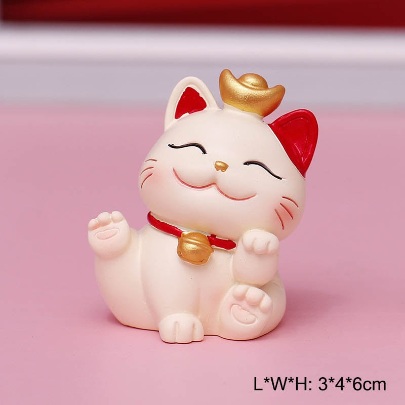 Chinese Lucky Wealth Waving Cat Gold Waving Hand Cat Home Decor Welcome Waving Cat Sculpture Statue Decor Car Ornament - Executive-Skincare