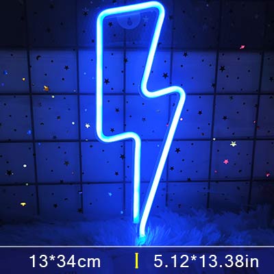 LED Home Neon Lightning Shaped Sign Neon Fulmination Light USB Decorative Light Wall Decor for Kids Baby Room Wedding Party - Executive-Skincare