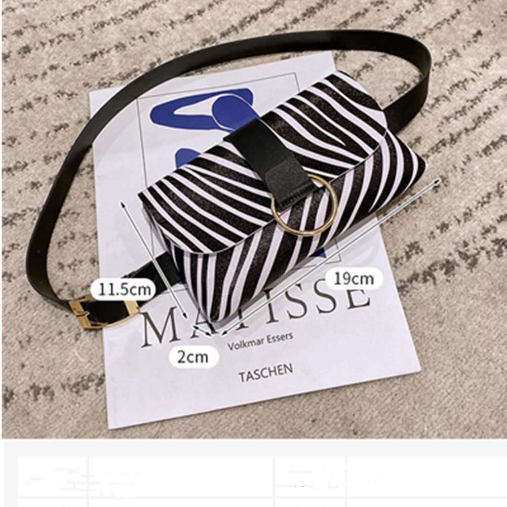 Waist Bag Female Girdle Leopard Stripe 2 In 1 Ladies Belt Bag Waist Bag Belt Mobile Phone Bag Flap Leather Fanny Pack - Executive-Skincare