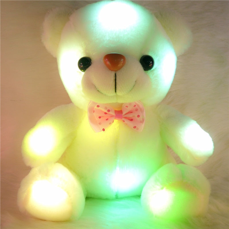 22cm Creative Plush Light Up toys Teddy Bear Stuffed Animals Plush Toy Colorful teddy bear creative Valentine Christmas gifts - Executive-Skincare