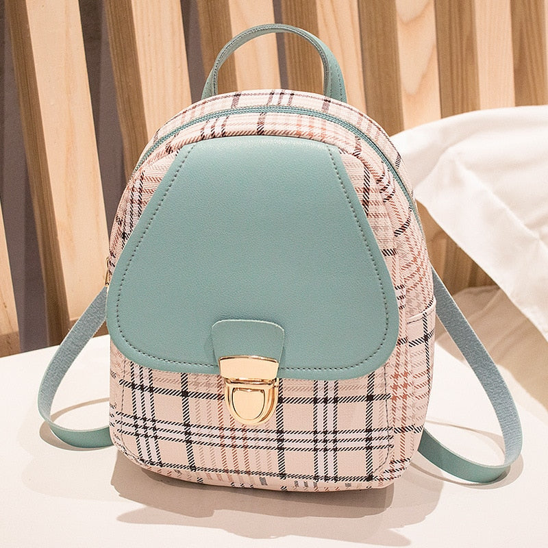 Mini Backpack Crossbody Bag For Teenage Girl Plaid Women Shoulder Phone Purse Korean Style New Trendy Female 2023 - Executive-Skincare