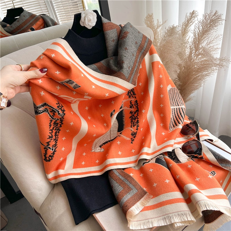 Fashion Winter Warm Cashmere Shawl Scarf for Women Design Neckerchief Pashmina Head Scarves Wrap Femal Poncho Echarpe Bandana - Executive-Skincare