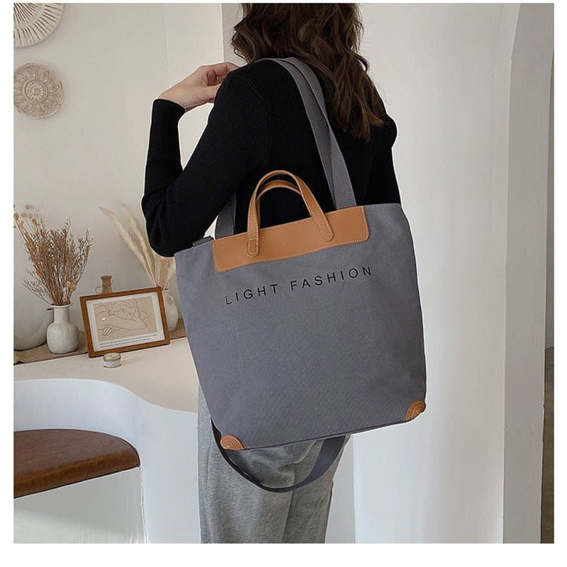 Korean Handbag Leisure Commuting Shoulder Bag Women&#39;s Big Bag Ins New Fashion Women&#39;s Messenger Canvas Tote Bag - Executive-Skincare