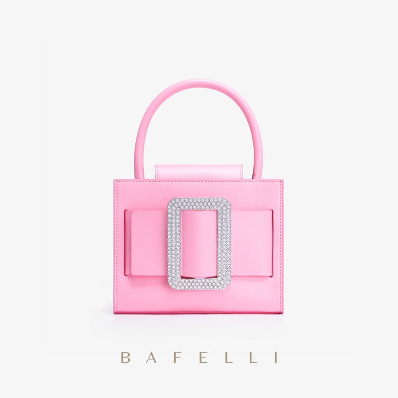 BAFELLI 2022 NEW FASHION LUXURY SMALL BOXY BRAND MINI MESSENGER BAG DIAMOND SQUARE BUCKLE HANDBAG CASUAL FEMALE PURSE SHOULDER - Executive-Skincare