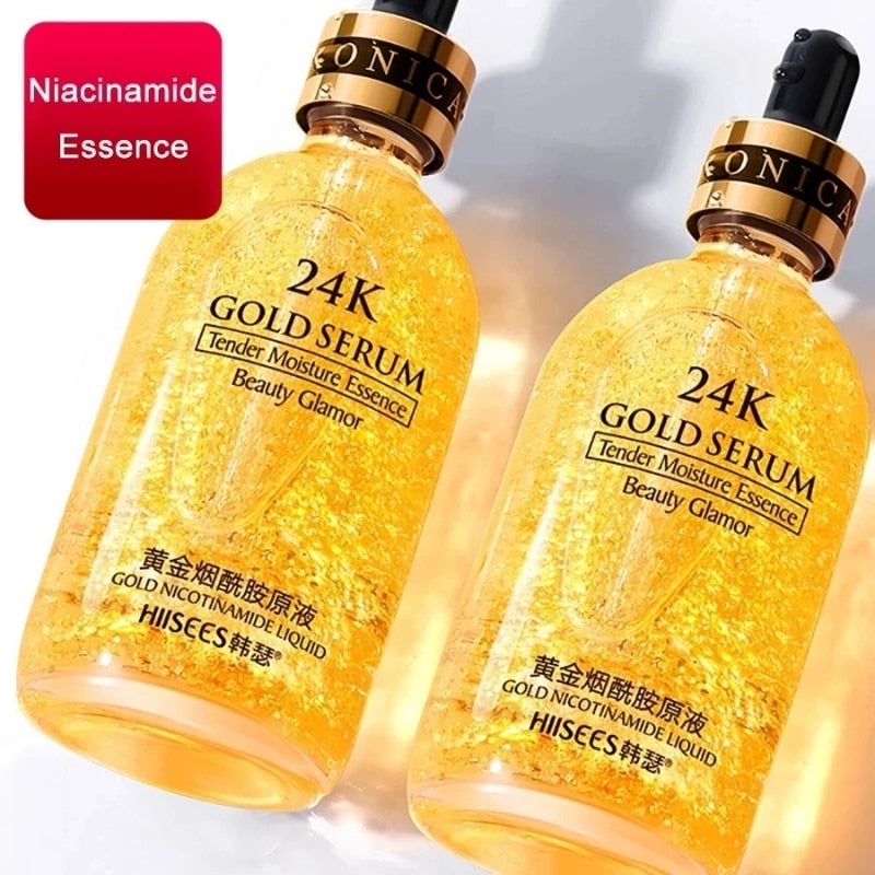 24k Gold Face Serum Nicotinamide Facial Essence Liquid Pure Anti-Aging Wrinkle MoisturizingWhitening Refreshing Skin Care - Executive-Skincare