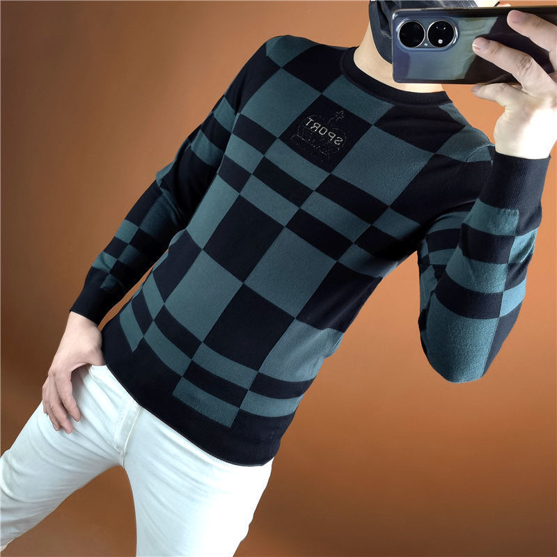 Fashion Printed O-Neck Loose Letter Lattice T-Shirt Men&#39;s Clothing 2022 Autumn New Oversized Casual Pullovers Korean Tee Shirt - Executive-Skincare