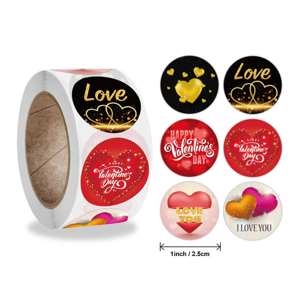 500Pcs 2.5Cm Love Sticker Valentines Gift Box Label Wedding Gift Heart Shaped Candy Bag Wedding Gift Bag Seal Label Decoration - Executive-Skincare