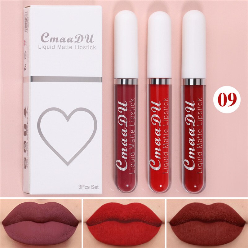 6 Colors/Set Fashion Matte Lip Gloss Sets Natural Moisturize Waterproof Lasting Velvet Sexy Red Liquid Lipstick Beauty Cosmetic - Executive-Skincare