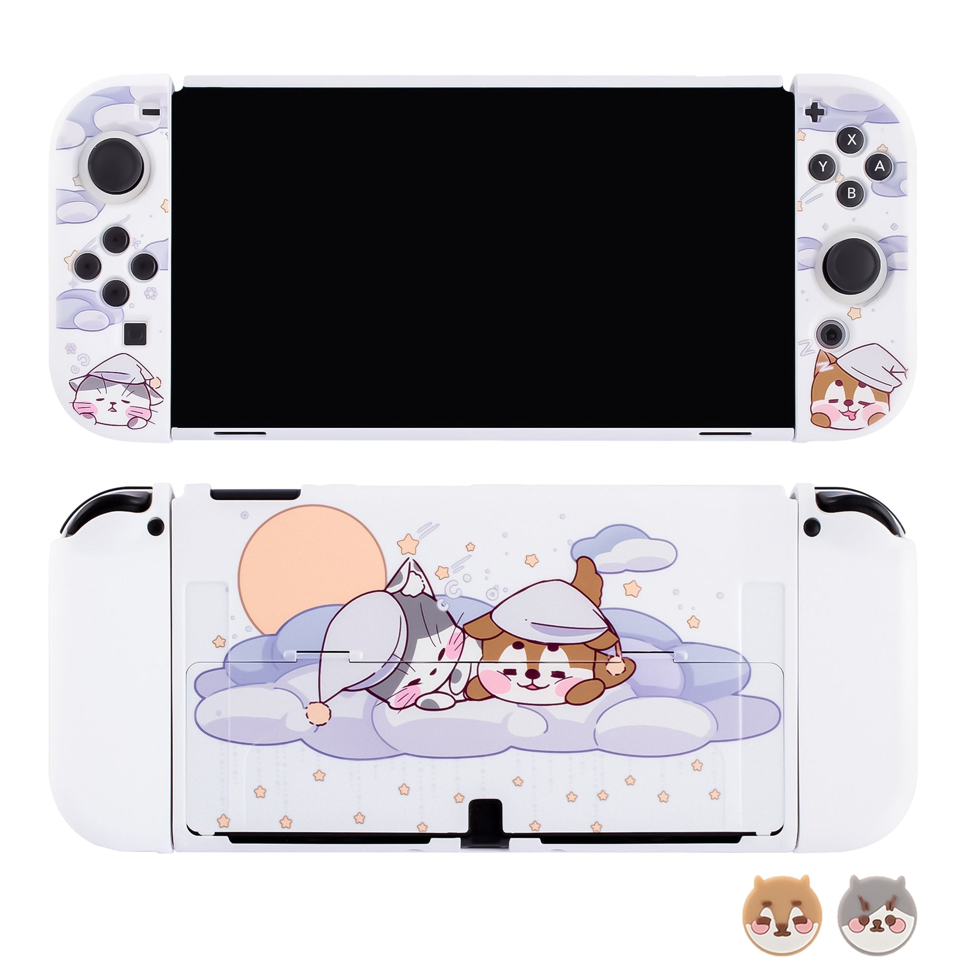 pawdiary switch oled case switch oled case matter finish oden kanto cooking nintendo switch oled tpu case cat dog - Executive-Skincare