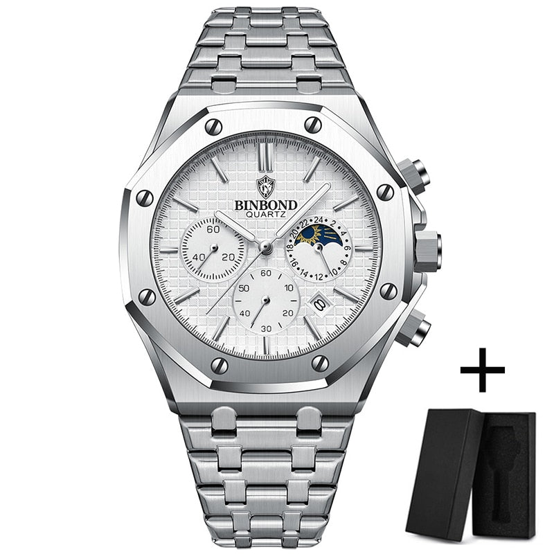 Binbond Wrist Watches For Men With Free Shipping Stainless Steel Waterproof Chronograph Male Wristwatches Relogio Masculino 2022 - Executive-Skincare