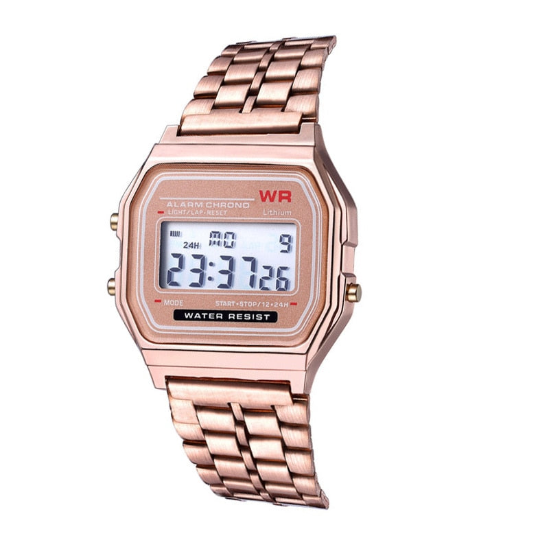 PCV/F91W Steel Strap Watch LED Digital Watch Square Women Watches Vintage Sports Military Watches Electronic Wrist Band Clock - Executive-Skincare