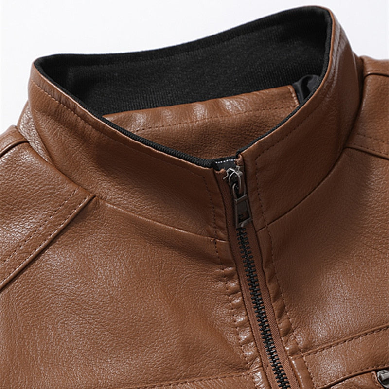 2022 Autumn Fashion Trend Coats Male New Style Slim Stand-Up Collar Motorcycle Leather Jacket Men&#39;s PU Leather Jacket S-4XL - Executive-Skincare