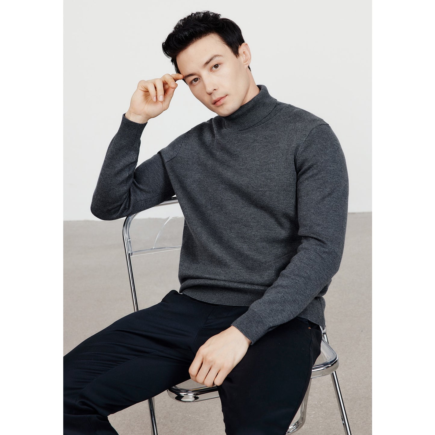 KUEGOU 2022 Autumn Winter New Men&#39;s Turtleneck Sweater High Quality Jumper Slim Fit Male Knitting Pullovers Warm Plus Size DR01 - Executive-Skincare