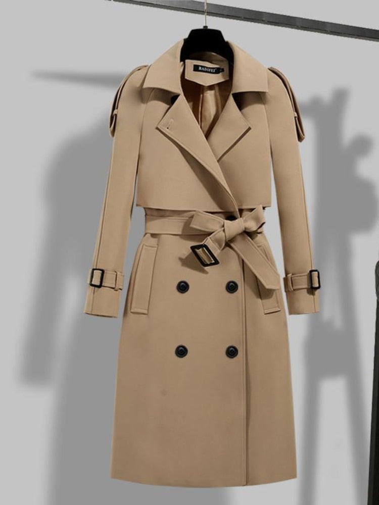 New Coats Woman Winter 2022 Fashion Lapel Double-breasted Women&#39;s Long Trench Coat for Women Overcoat Female Women&#39;s Windbreaker - Executive-Skincare