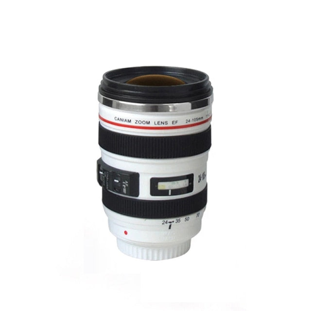 Stainless Steel Camera EF24-105mm Coffee Lens Mug White Black Coffee Mugs Creative Gift Coffee Cups canecas tazas vaso caf - Executive-Skincare