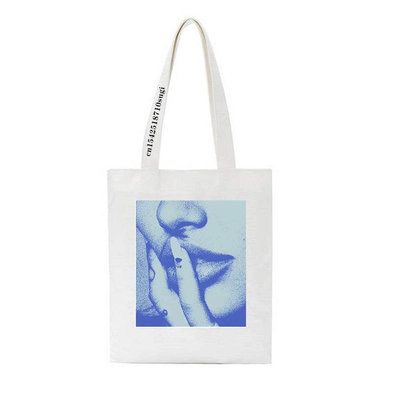 Ariana Grande Print Canvas Bag Women&#39;s Shoulder Bag Fashion Large Capacity Shopping Shopper Ladies Hand Bags Tote Bags - Executive-Skincare