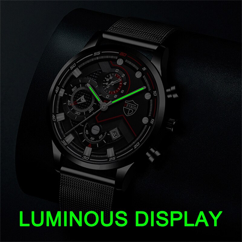 2022 Fashion Mens Sports Watches for Men Business Stainless Steel Quartz Wrist Watch Luxury Man Casual Bracelet Luminous Clock - Executive-Skincare