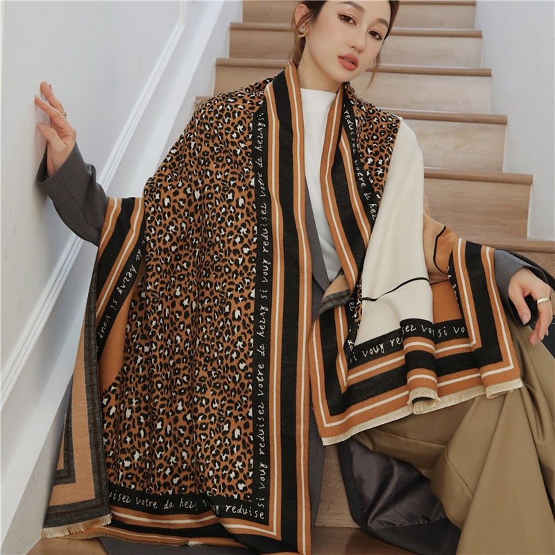 Fashion Winter Warm Cashmere Shawl Scarf for Women Design Neckerchief Pashmina Head Scarves Wrap Femal Poncho Echarpe Bandana - Executive-Skincare