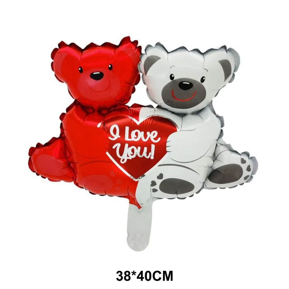 Big Bear Foil Balloon Love Heart Bear Balloon Red Rose Balloon Baby Shower Wedding Decor Birthday Valentine's Day Party Supplies - Executive-Skincare