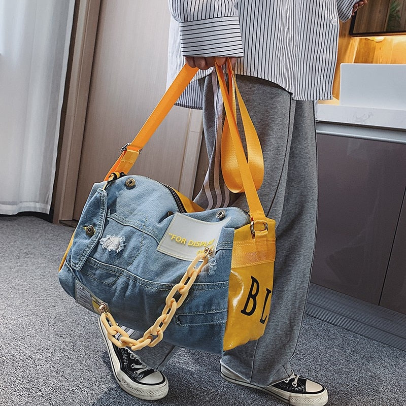 New Denim Women Shoulder Bags Large Capacity Travel Bag Designer Women Bags Luxury Blue Jeans Crossbody Bag Female Big Purse - Executive-Skincare