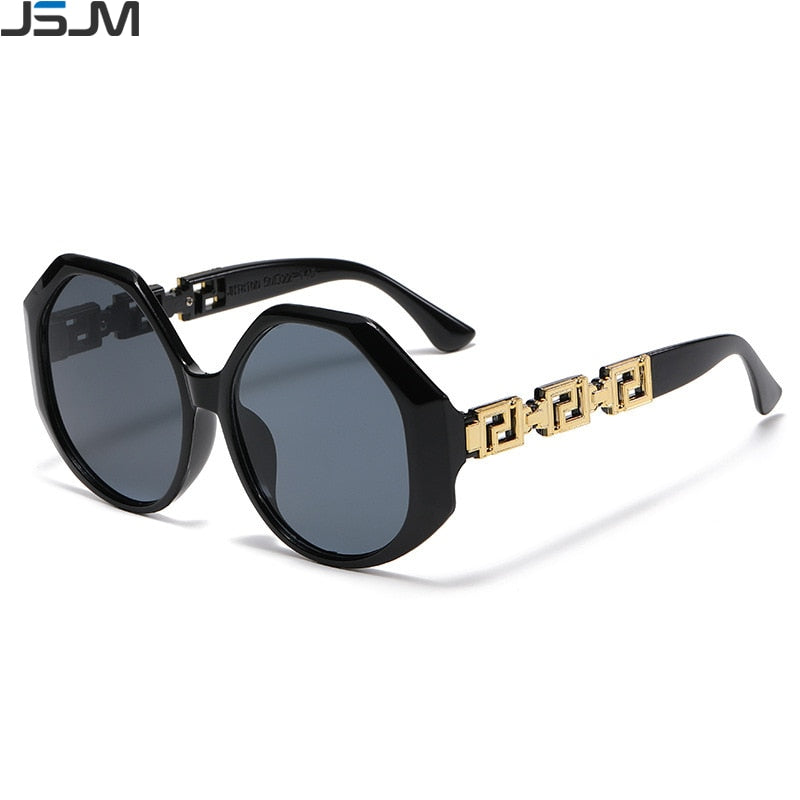 JSJM Brand New Vintage Polygonal Sunglasses Women Retro Shades Luxury Big Frame Sun Glasses UV400 Trendy Traveling Eyewear Gafas - Executive-Skincare