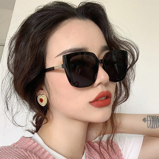 New Brand Designer Cat Eye Sunglasses Woman Vintage Black Mirror Sun Glasses For Fashion Big Frame Cool Sexy Female Oculos UV400 - Executive-Skincare