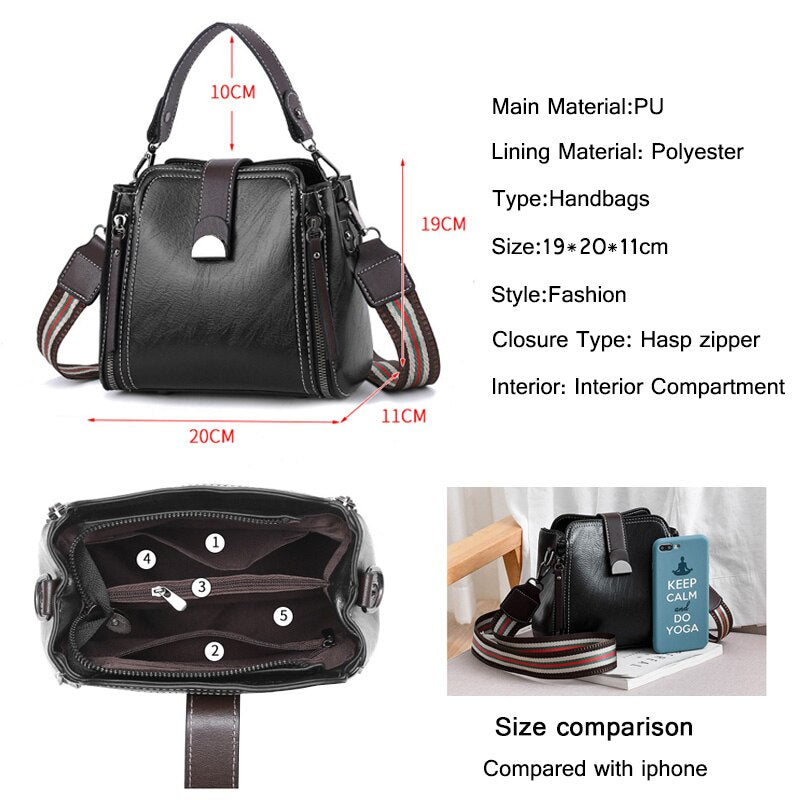 Women Designer Shoulder Bags Messenger Bags Retro Stitching Ladies PU Leather Crossbody Bags Handbag - Executive-Skincare