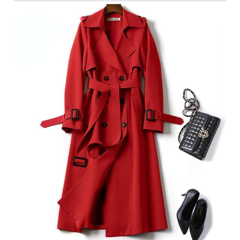 New Coats Woman Winter 2022 Fashion Lapel Double-breasted Women&#39;s Long Trench Coat for Women Overcoat Female Women&#39;s Windbreaker - Executive-Skincare