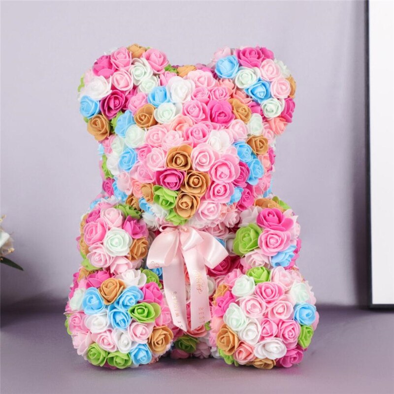 25/35cm Artificial Rose Heart Teddy Bear Handmade Bear of Roses For Women Valentine&#39;s Day Wedding Bithday Gift DropShipping - Executive-Skincare