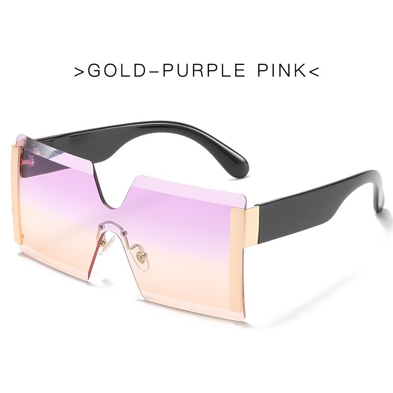 2022 New Big Frame Oversize Sunglasses Women Brand Designer Rimless Square Shades Vintage Fashion Gradient Clear Sun Glasses - Executive-Skincare