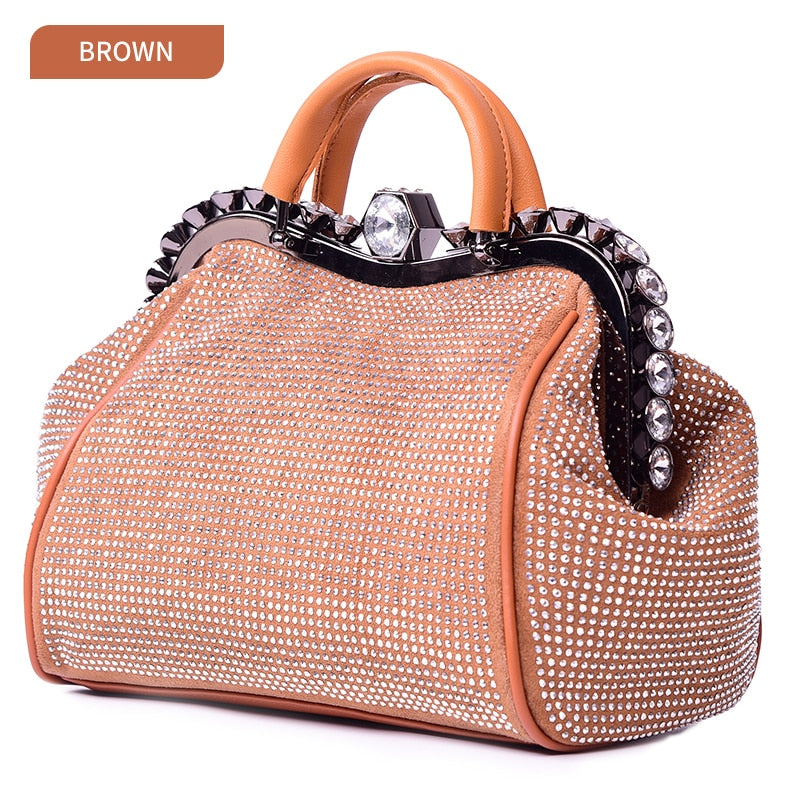 Light Luxury Women Handbag Diamond Rhinestone Clip Evening Bag Solid PU Clutch Bags Purse Bags For Women 2020 - Executive-Skincare