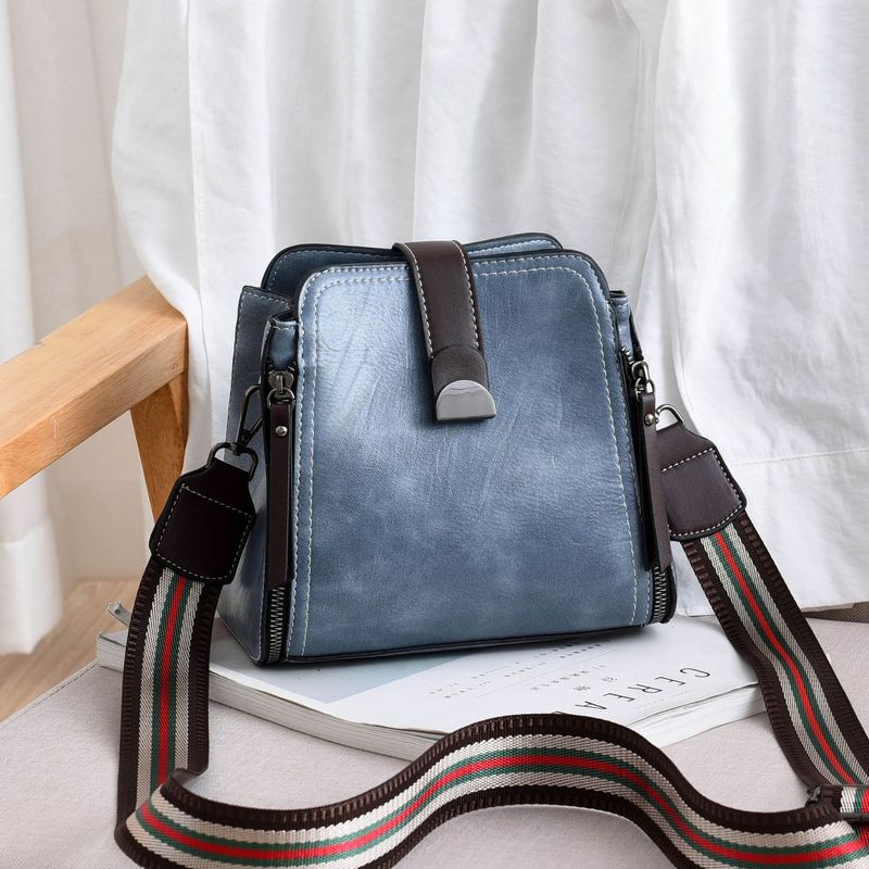 Women Designer Shoulder Bags Messenger Bags Retro Stitching Ladies PU Leather Crossbody Bags Handbag - Executive-Skincare